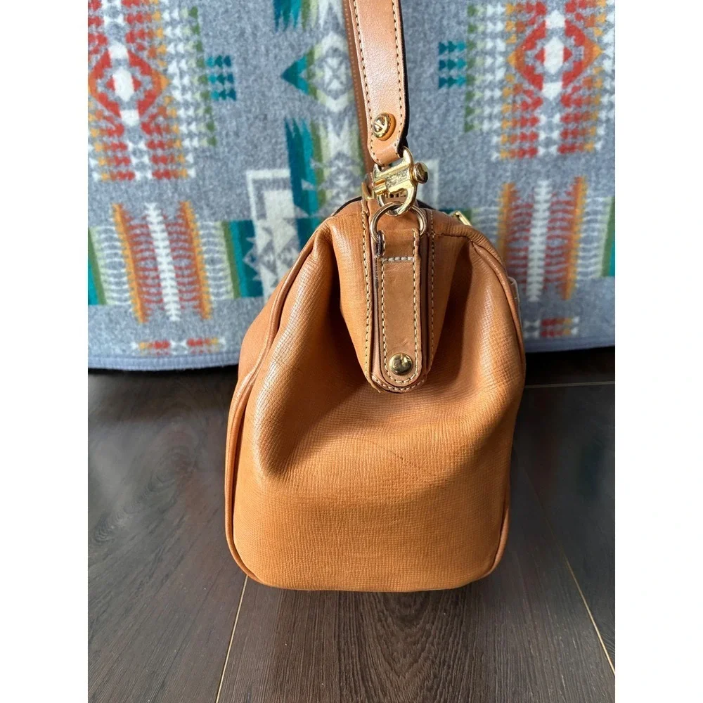Vintage Hartmann Tan‎ Leather Satchel Handbag with Strap Gold Clasp